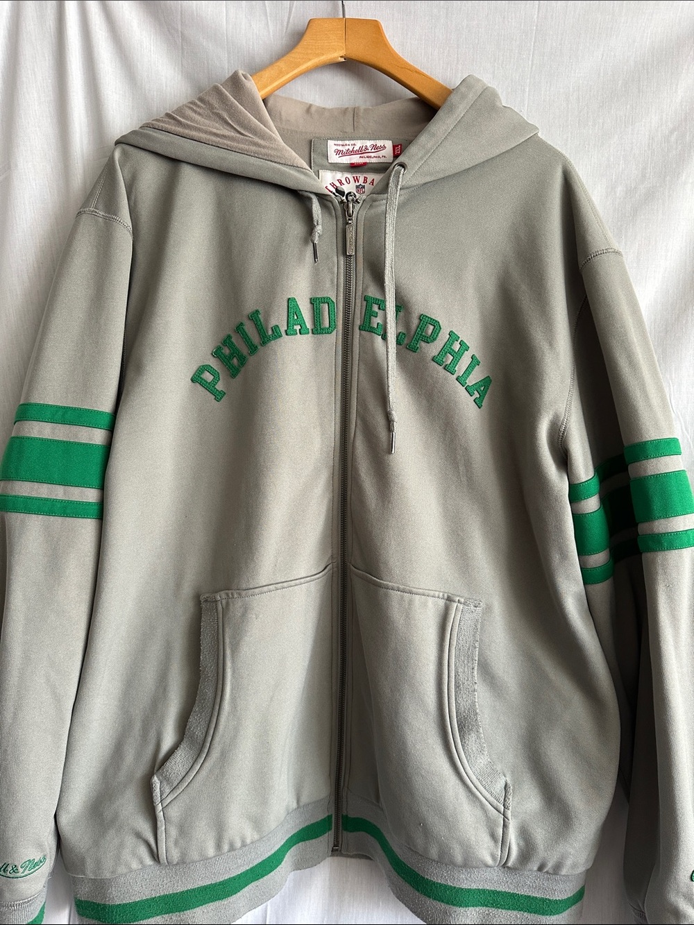 Mitchell & Ness Philadelphia Eagles Throwbacks Full Zip Hoodie 2XL Kelly Green